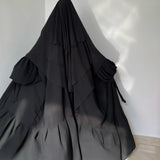 Abaya ample évasée modeste avec khimar 3 voiles noir