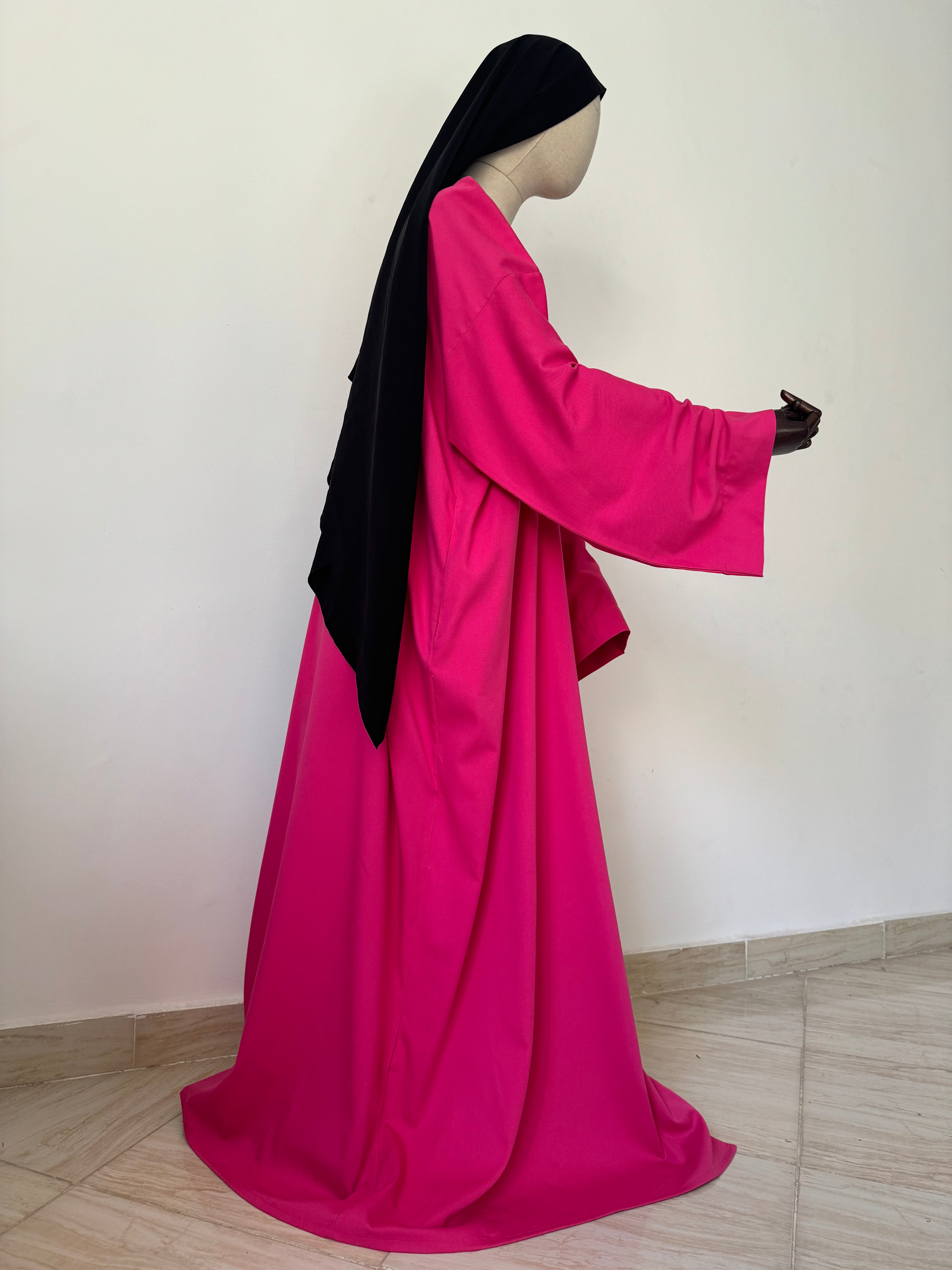 Abaya kimono à nouer en gabardine de coton