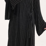 Abaya kimono à nouer noir rayé