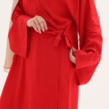 Abaya kimono à nouer en lin naturel