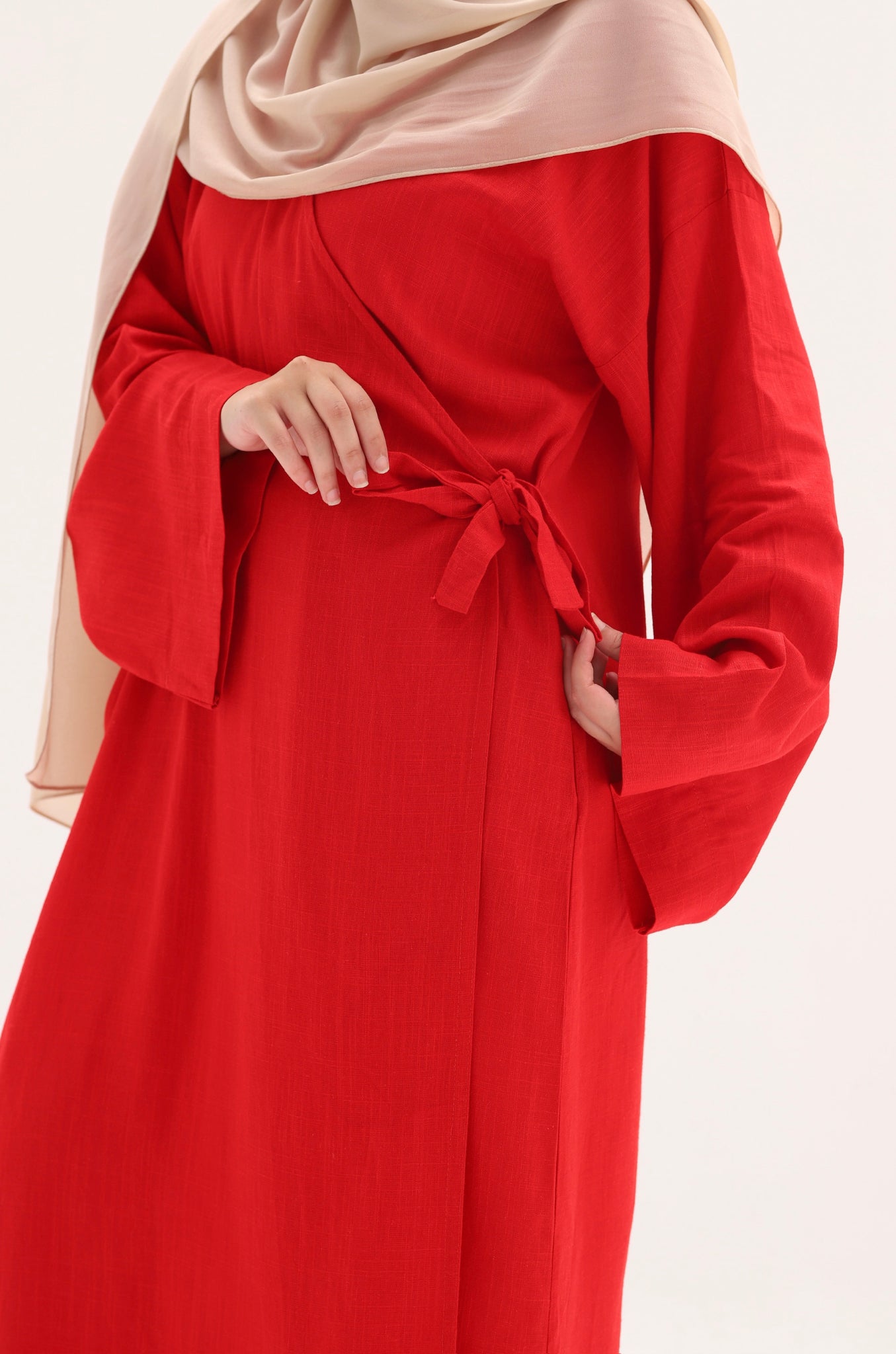 Abaya kimono à nouer en lin naturel