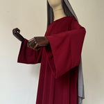 Abaya à fentes manches kimono avec ouverture allaitement - Bordeaux