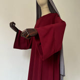 Abaya à fentes manches kimono avec ouverture allaitement - Bordeaux