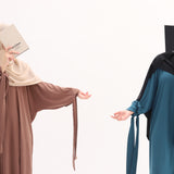 Abaya balqis moka et vert canard