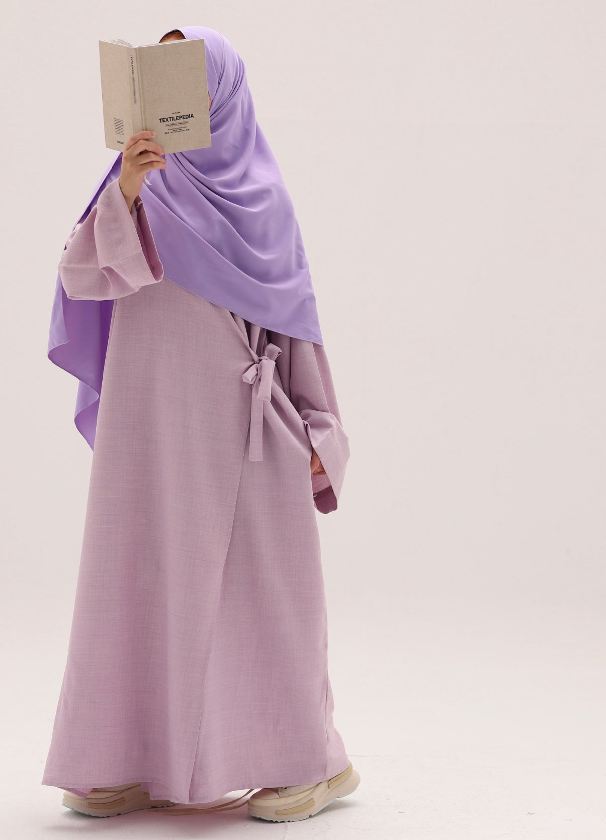 Abaya kimono à nouer en coton mélangé