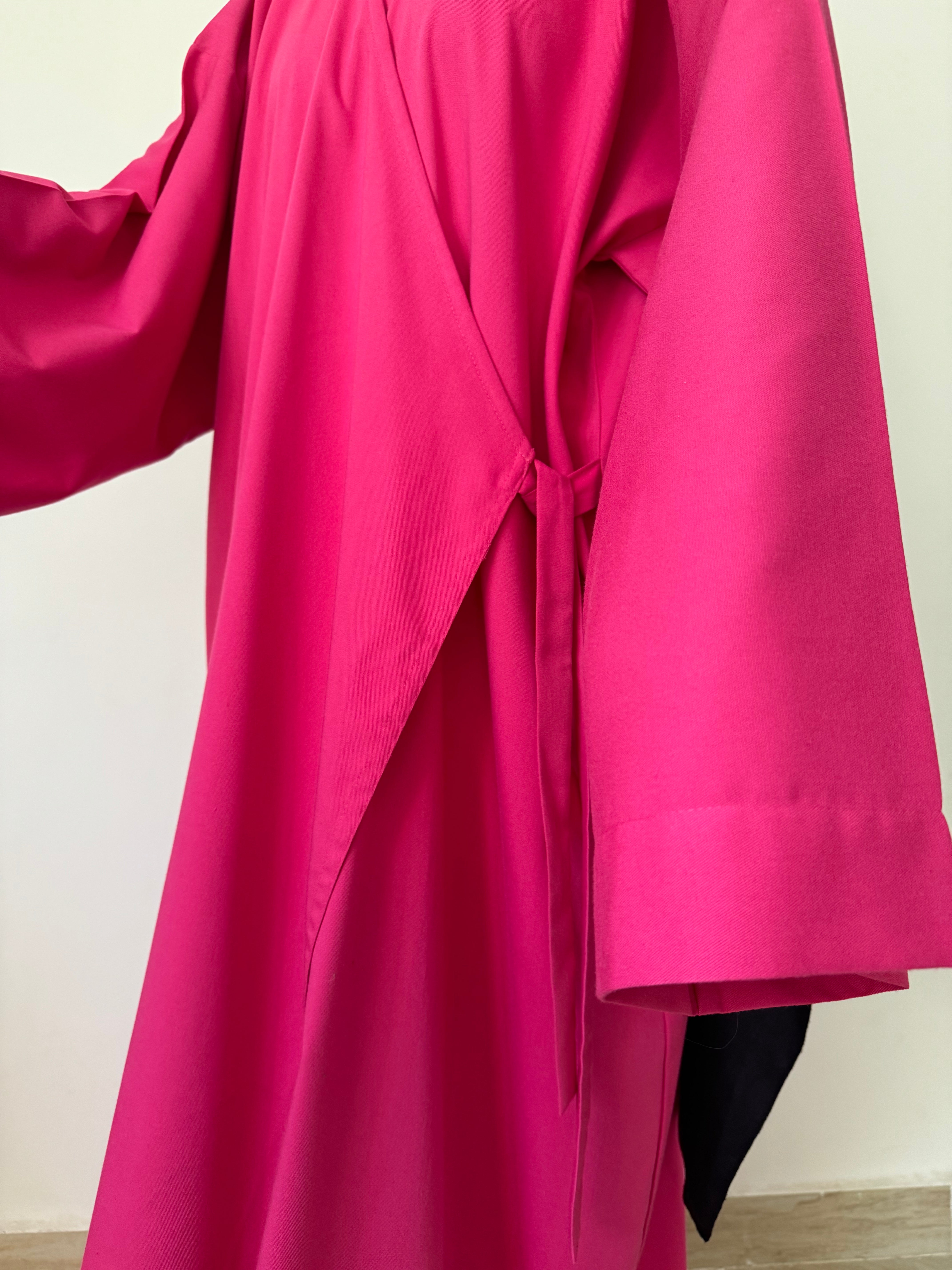 Abaya kimono à nouer en gabardine de coton