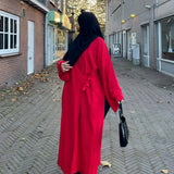 Abaya kimono à nouer en lin naturel