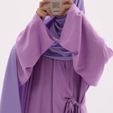 Abaya kimono à nouer en lin naturel