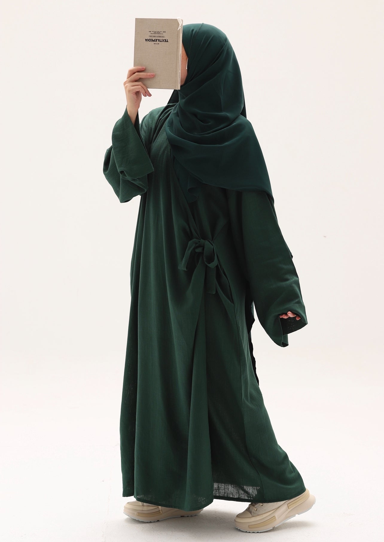 Abaya kimono à nouer en lin naturel