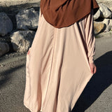 Abaya femme beige avec hijab marron