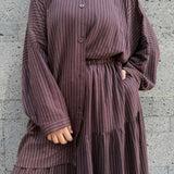 Chemise oversize en lin rayé « LINE SHIRT » - OUMMI BASICS