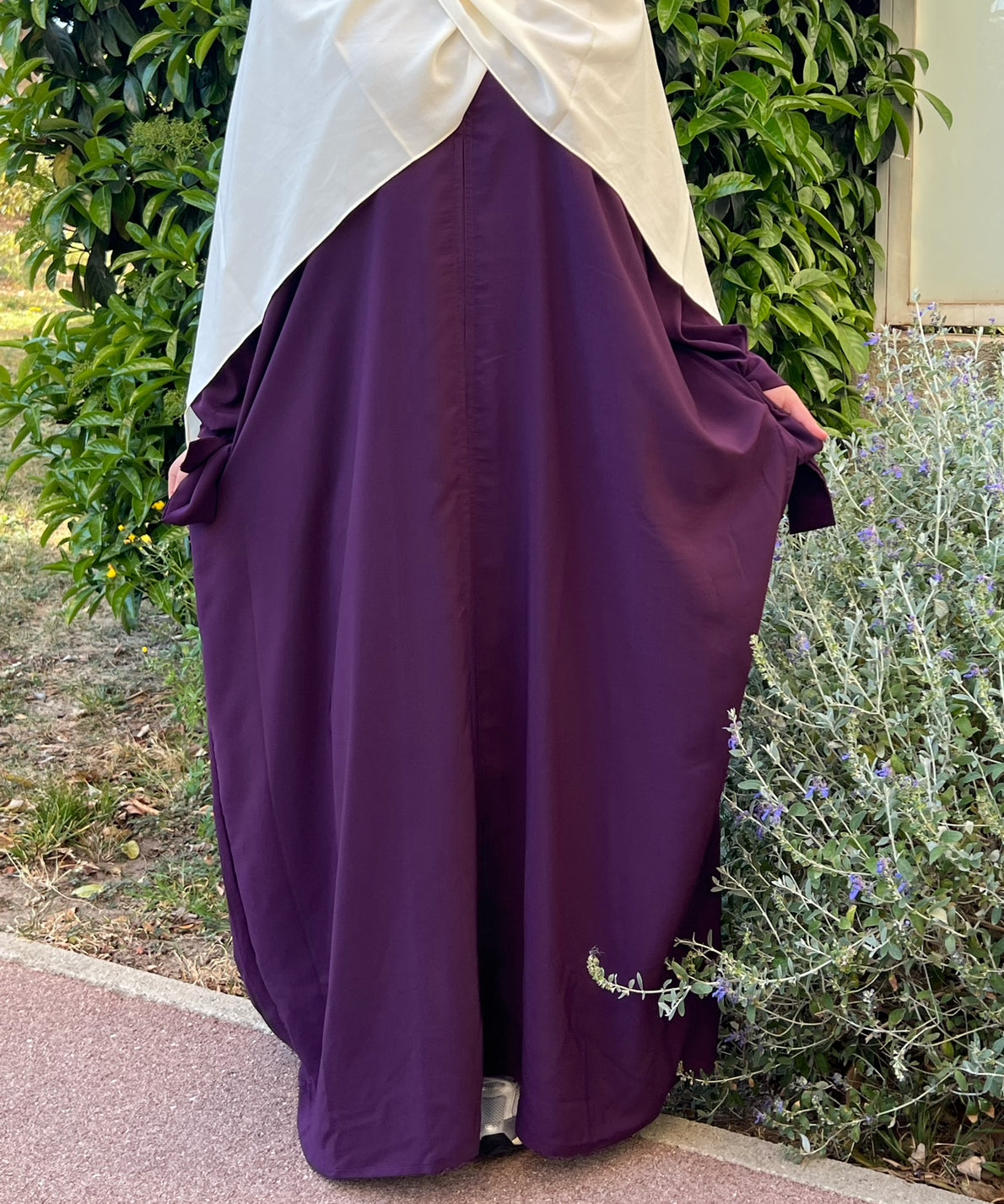 Abaya balqis manches bretelles violette