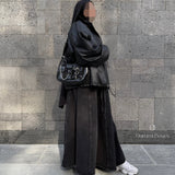 Veste oversize en cuir "LEATHER JACKET" - OUMMI BASICS