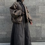 Veste oversize en cuir "LEATHER JACKET" - OUMMI BASICS
