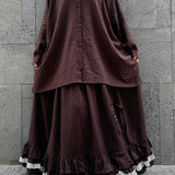 Jupe maxi à volants et rayures « NATURAL GRACE SKIRT » - OUMMI BASICS