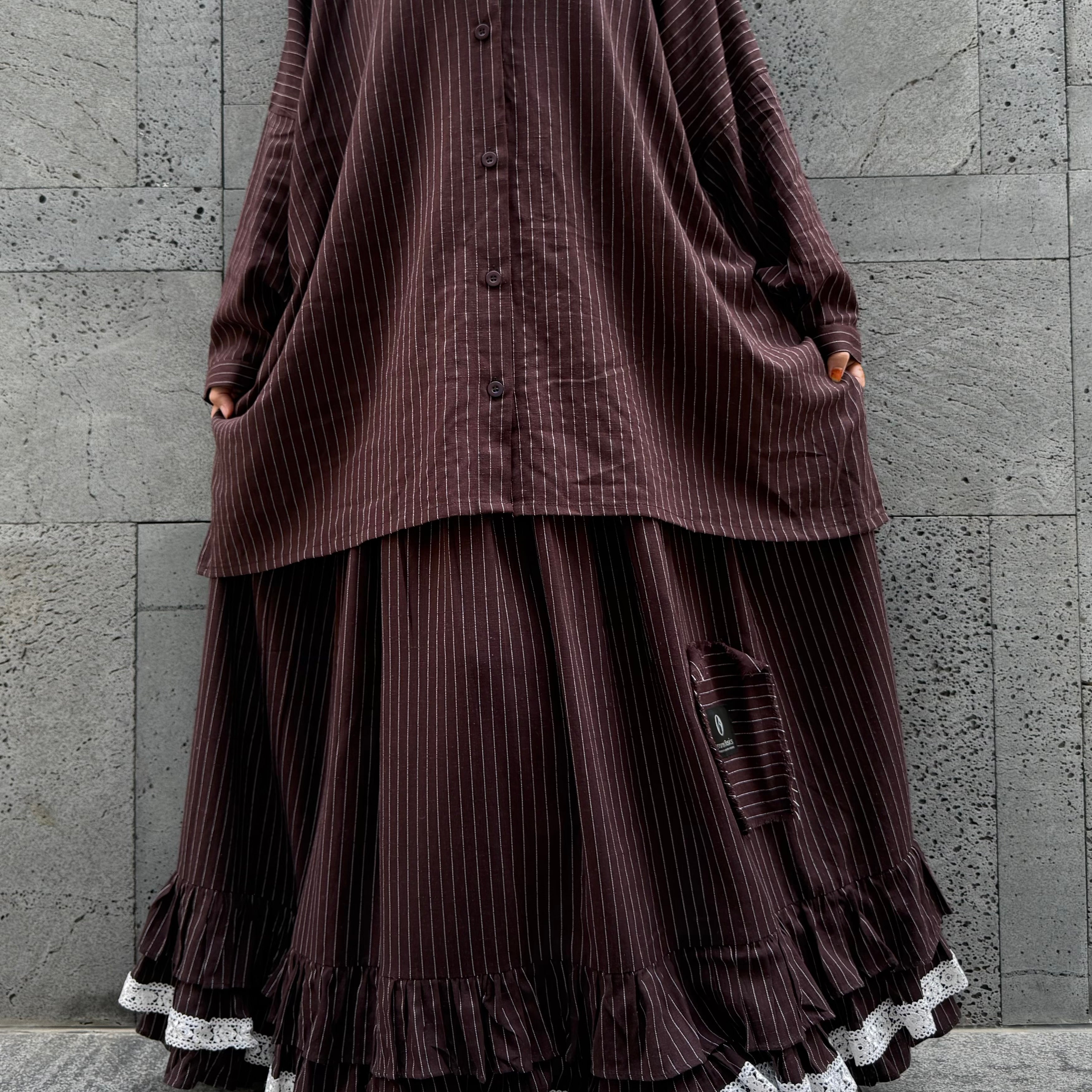 Jupe maxi à volants et rayures « NATURAL GRACE SKIRT » - OUMMI BASICS
