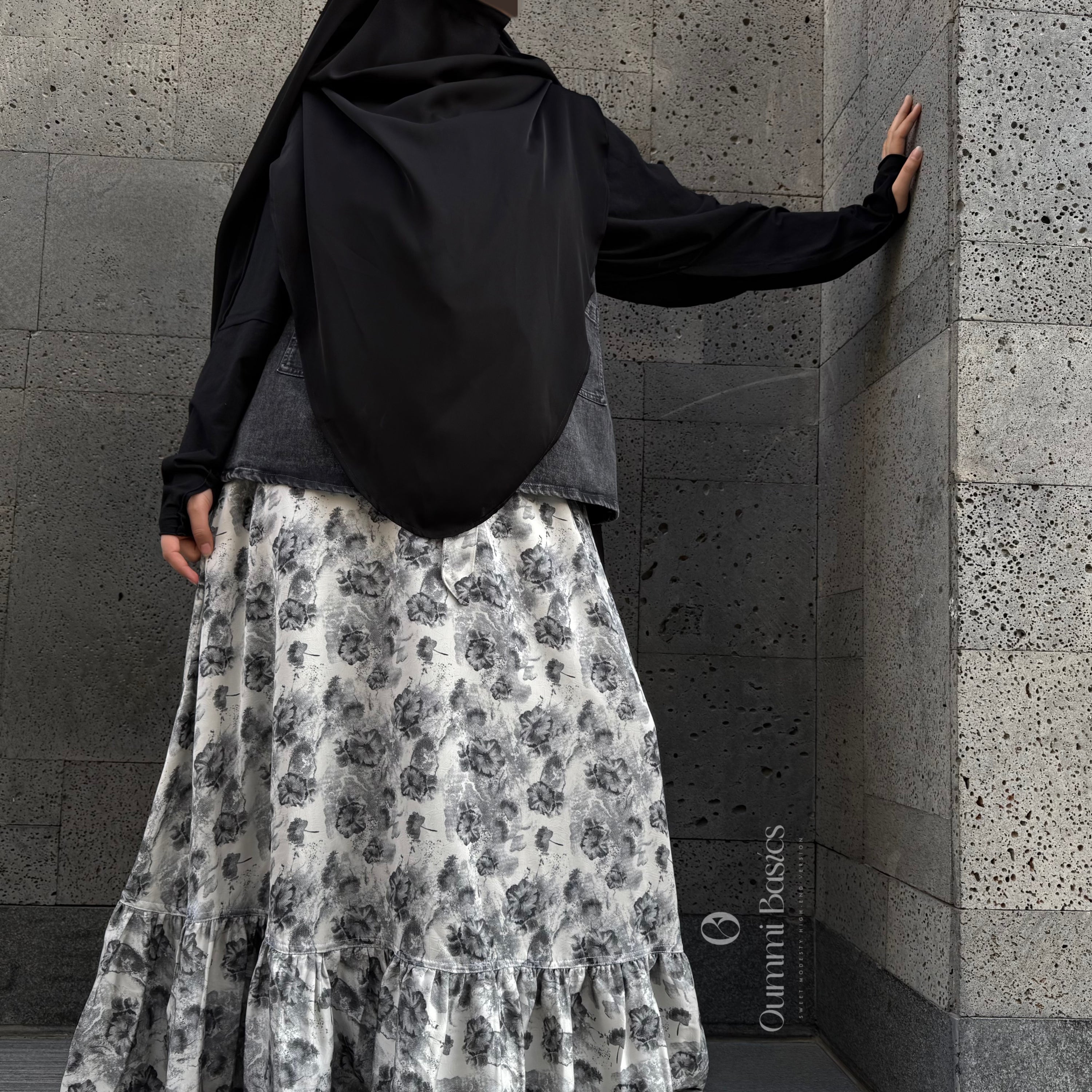 Jupe longue en soie à imprimé floral "SPRING SKIRT" - OUMMI BASICS