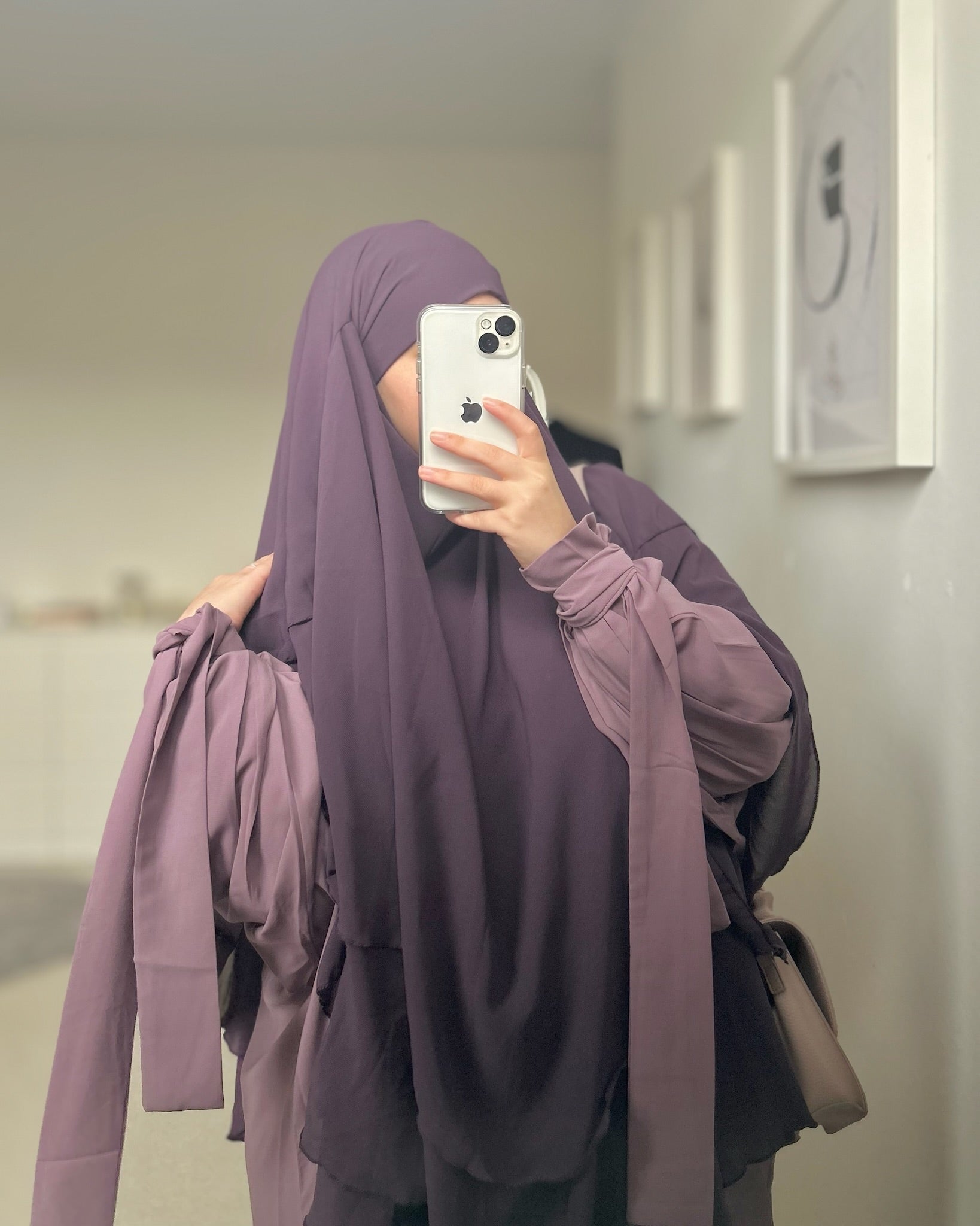 Abaya manches bretelle et son khimar assortis