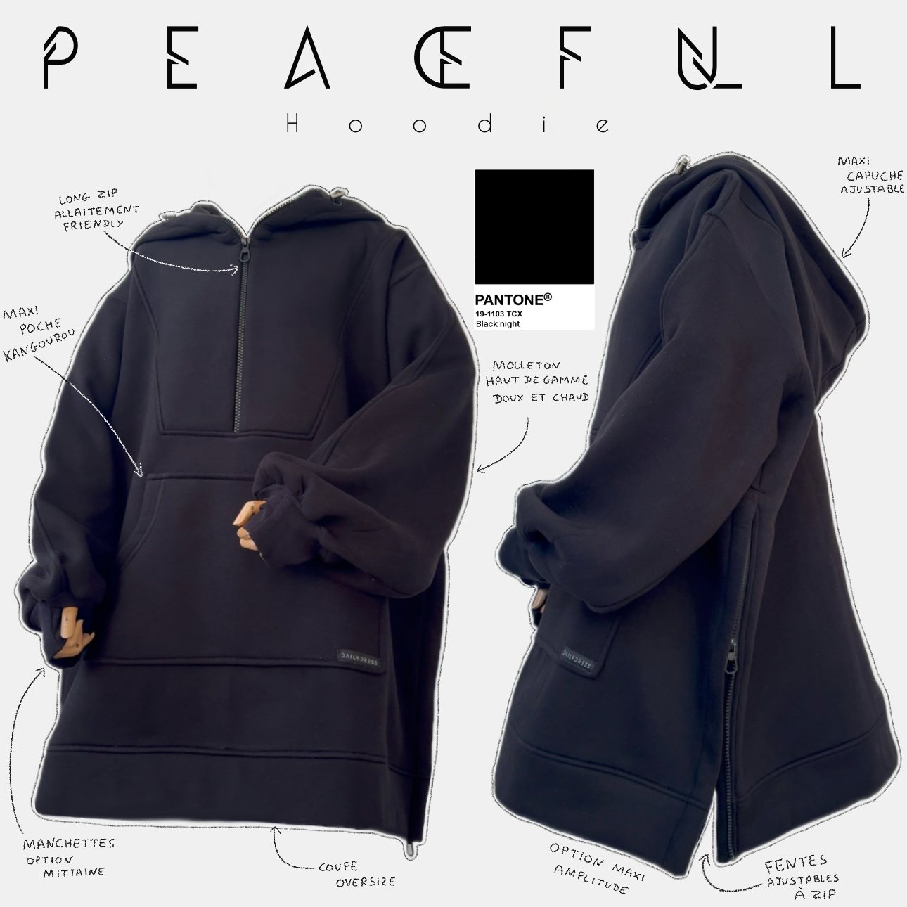 Sweat oversize à capuche "PEACEFULL HOODIE" - DAILY DRESS