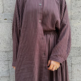 Chemise oversize en lin rayé « LINE SHIRT » - OUMMI BASICS