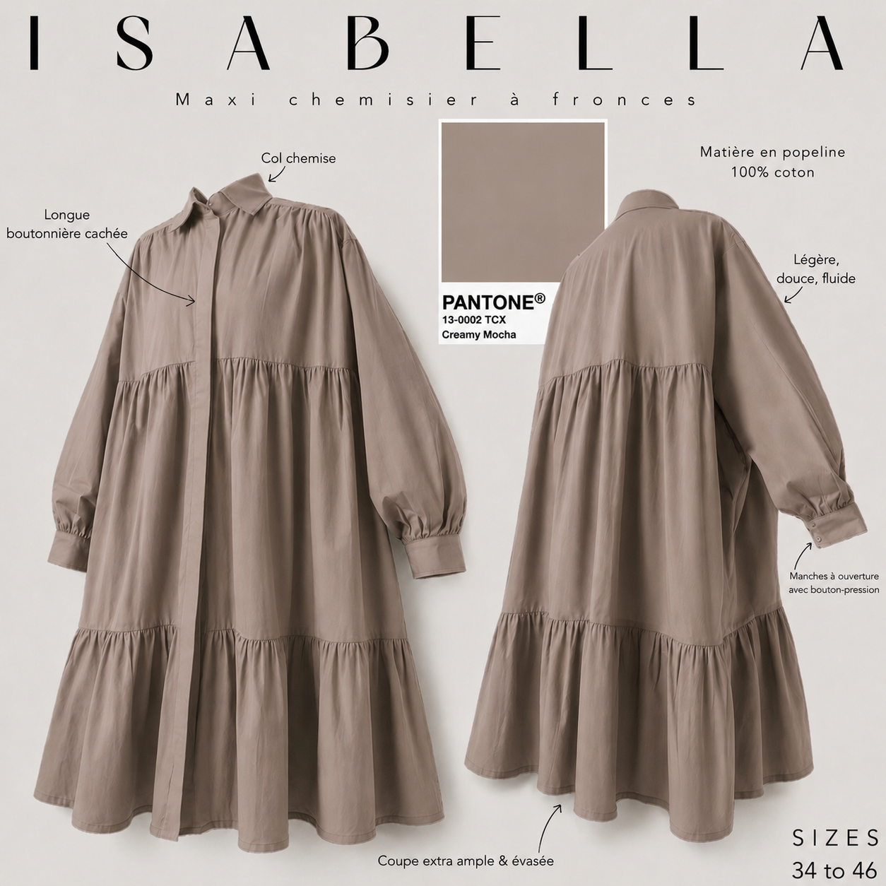 Chemisier à fronces "ISABELLA" - OUMMI BASICS