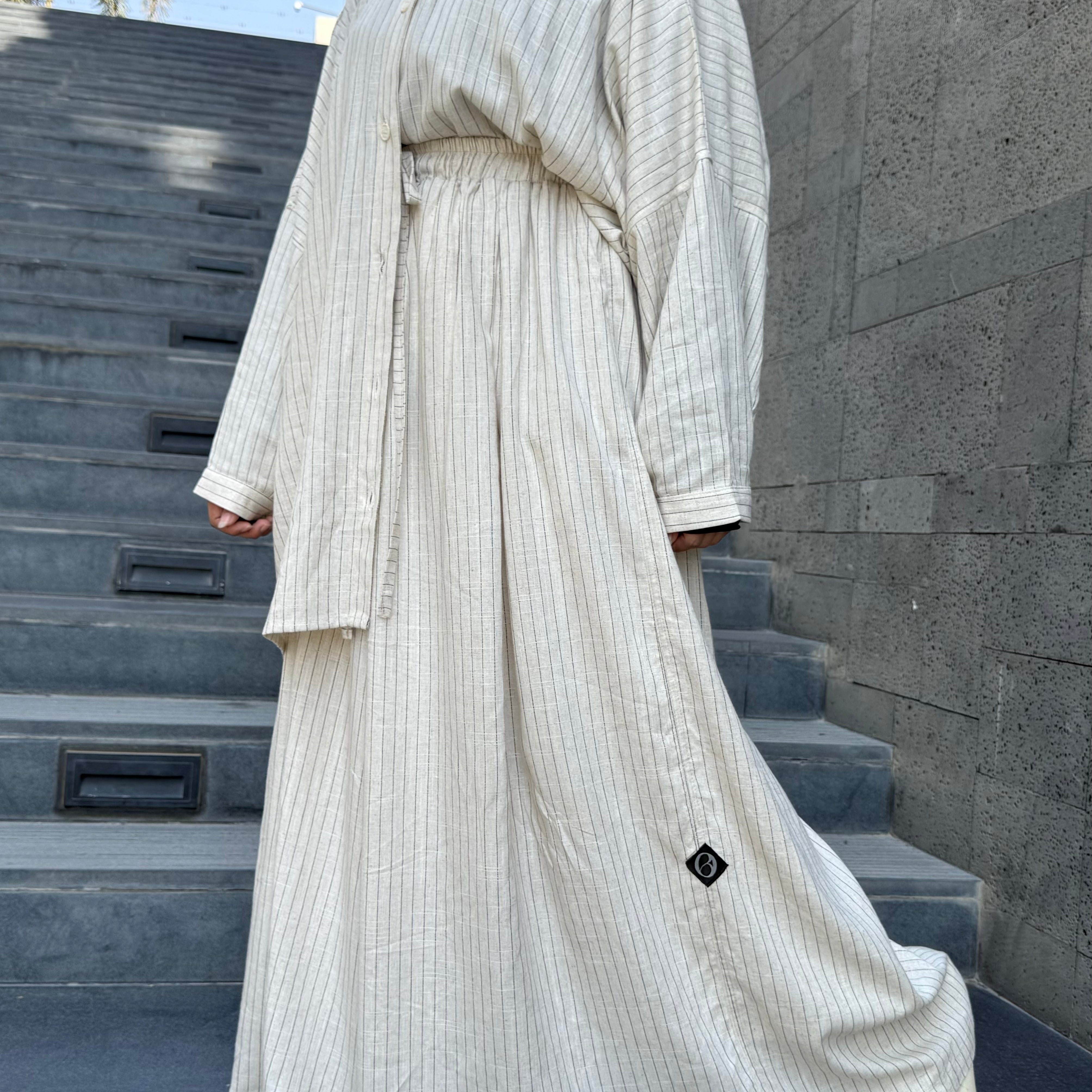 Chemise oversize en lin rayé « LINE SHIRT » - OUMMI BASICS