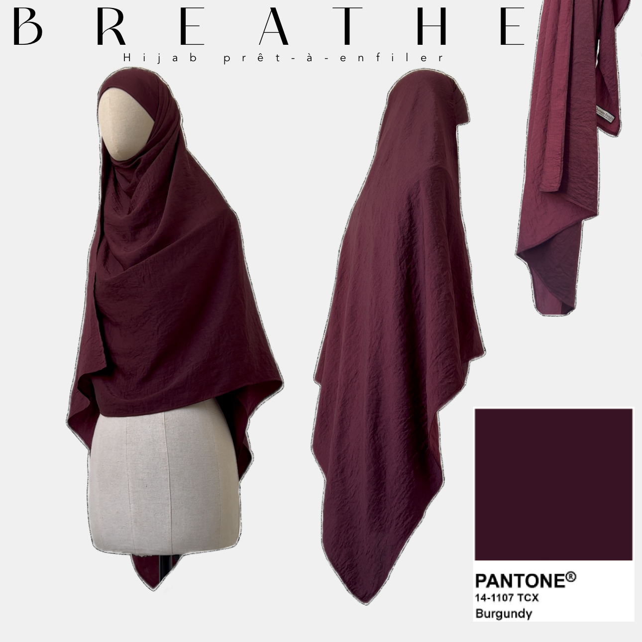 Breathe hijab prêt - à - enfiler Burgundy 