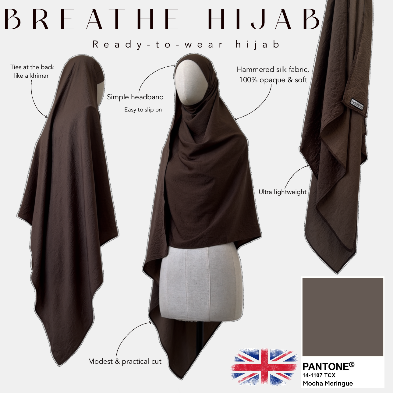 Breathe hijab ready - to - wear hijab mocha meringue