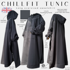 CHILLFIT tunic long oversized sweatshirt Pantone gray whale