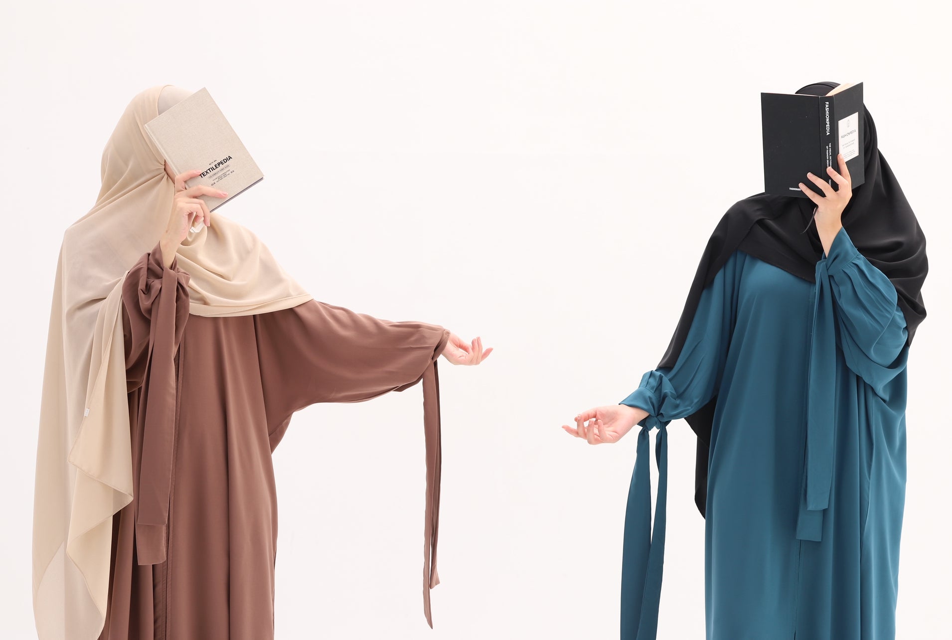 Abaya balqis moka et vert canard