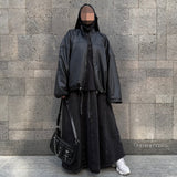 Veste oversize en cuir "LEATHER JACKET" - OUMMI BASICS