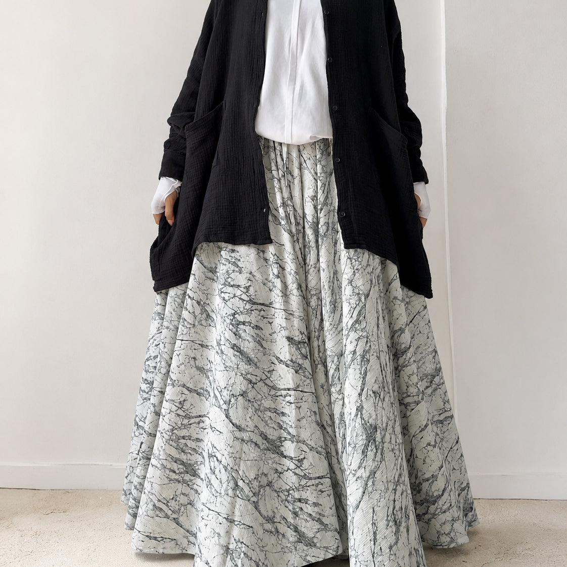 Maxi jupe texturée effet marbre « CÉLESTE SKIRT » - OUMMI BASICS