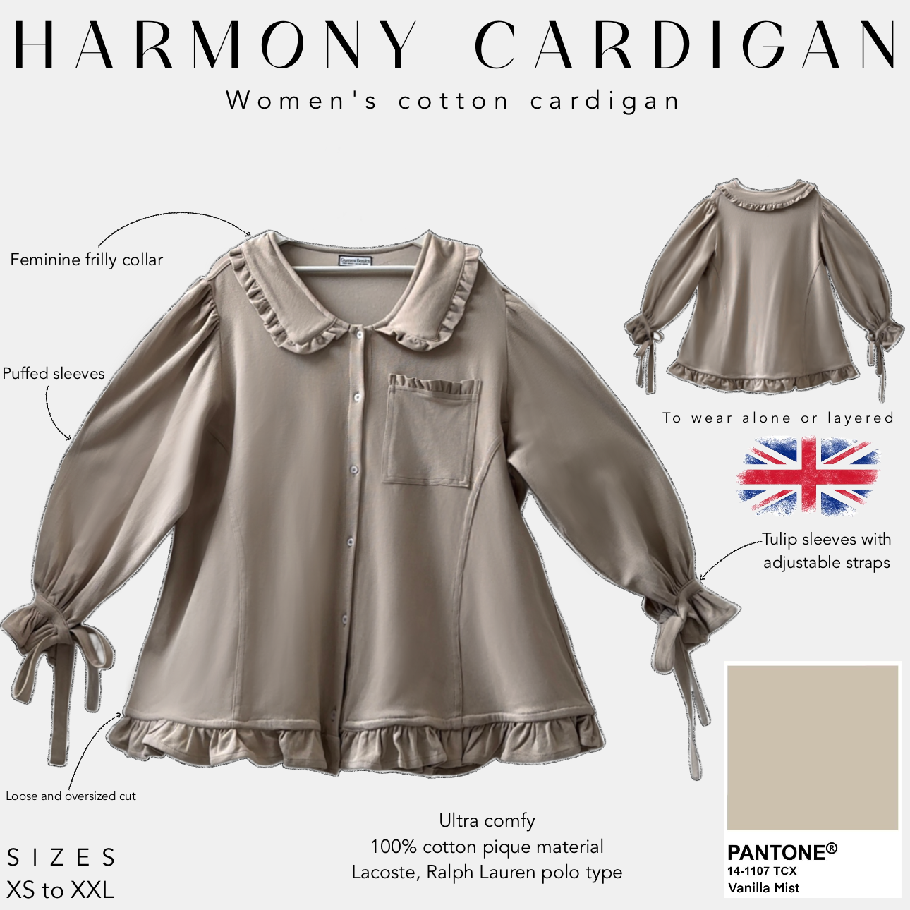 Harmony cardigan women's cotton cardigan vanilla mist 