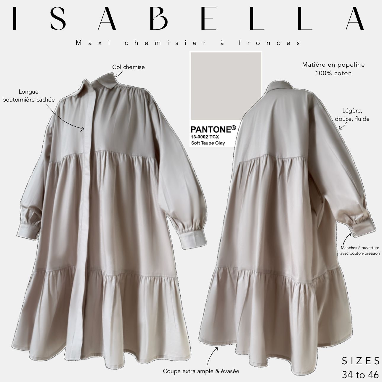 Chemisier à fronces "ISABELLA" - OUMMI BASICS
