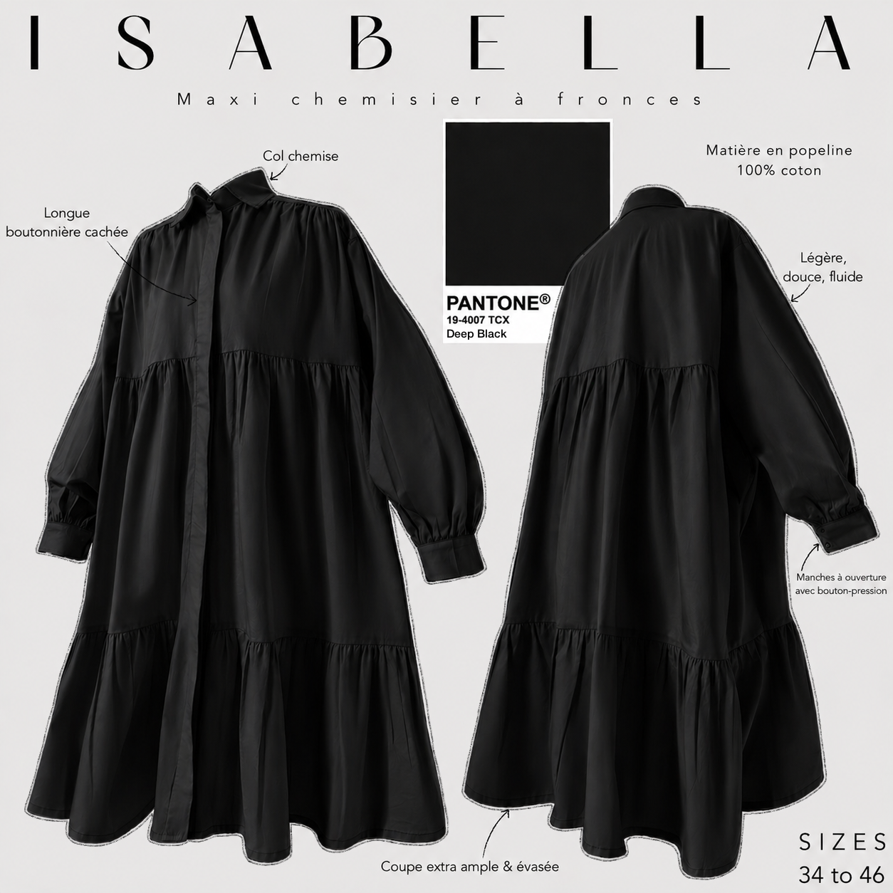 Chemisier à fronces "ISABELLA" - OUMMI BASICS