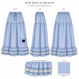 Jupe maxi à volants et rayures « NATURAL GRACE SKIRT » - OUMMI BASICS