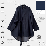 Chemise oversize bleu « OCEAN TIE SHIRT » - OUMMI BASICS
