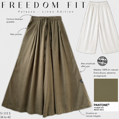 Pantalon palazzo femme en lin "FREEDOM FIT" - OUMMI BASICS