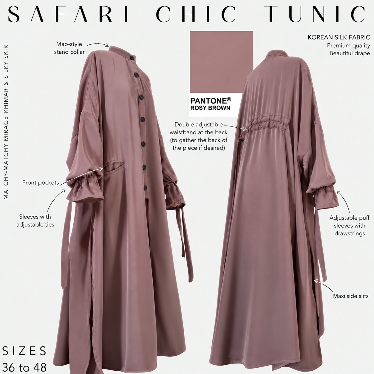 "SAFARI CHIC TUNIC" long buttoned tunic - OUMMI BASICS
