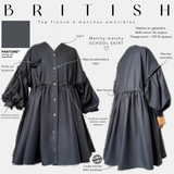 Blouse froncée à manches amovibles « BRITISH TOP » - OUMMI BASICS