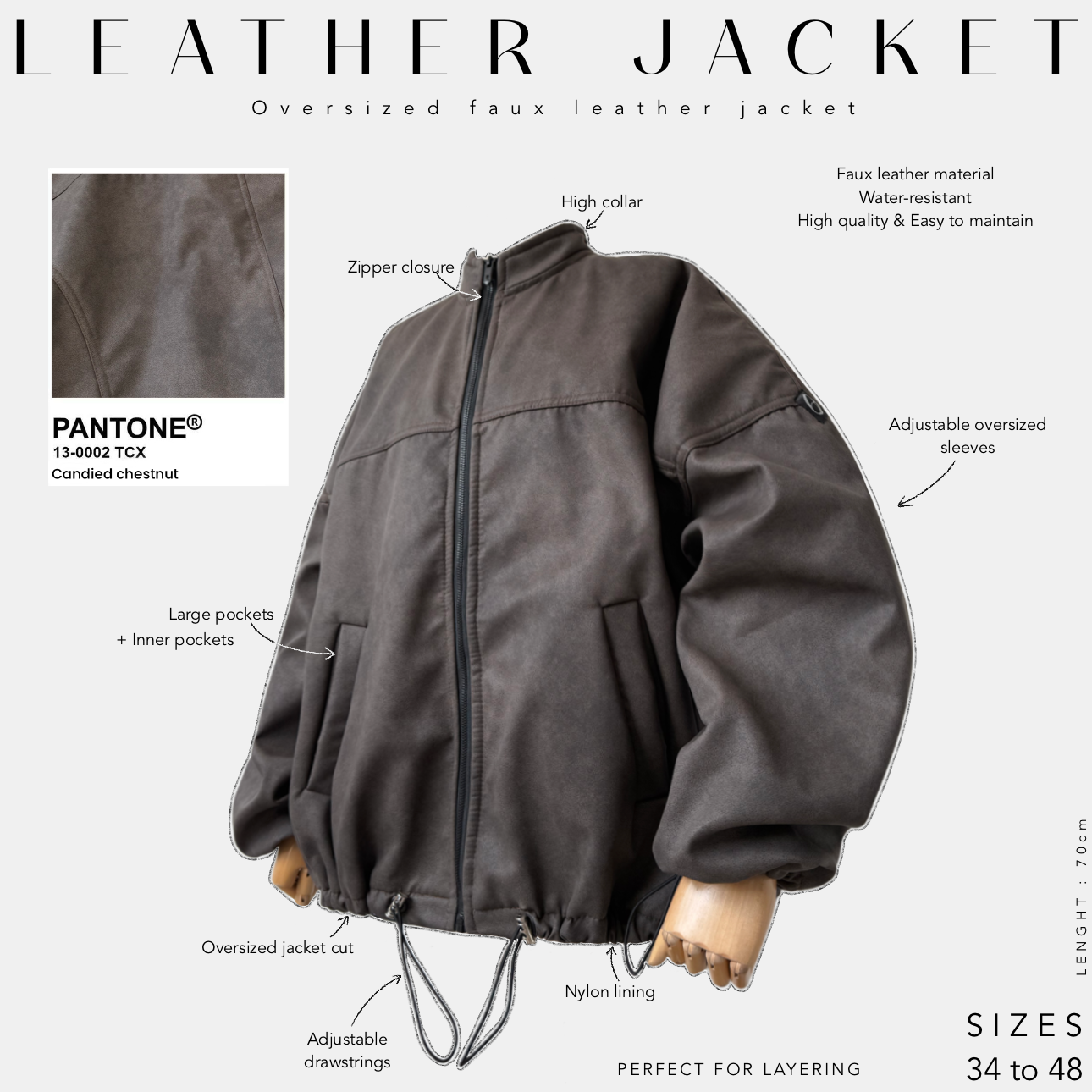 Veste oversize en cuir "LEATHER JACKET" - OUMMI BASICS