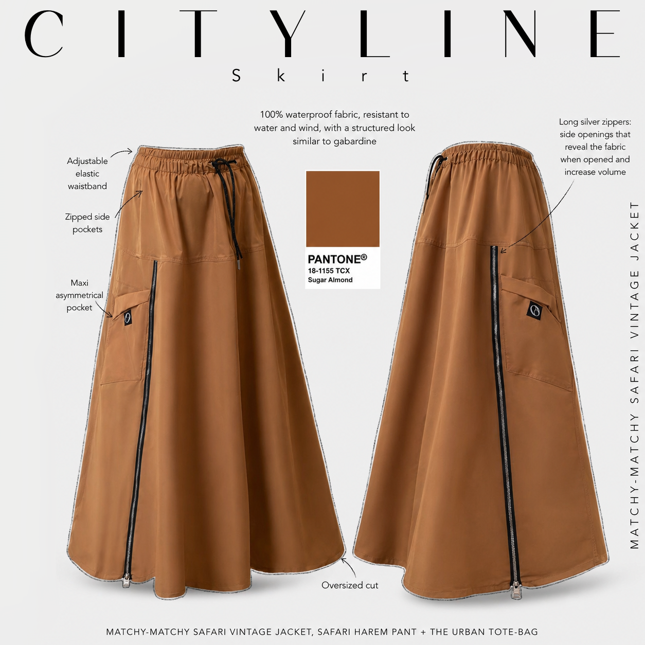 Long lined skirt "CITYLINE SKIRT" - OUMMI BASICS