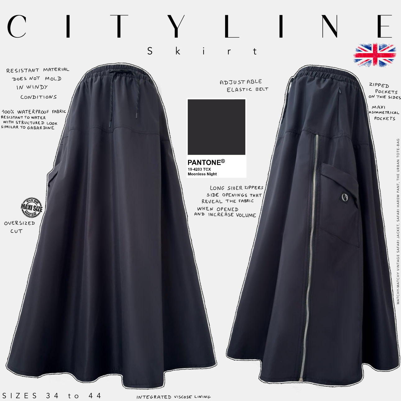 Long lined skirt "CITYLINE SKIRT" - OUMMI BASICS