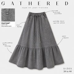 Jupe longue en jean « GATHERED DENIM SKIRT » - OUMMI BASICS