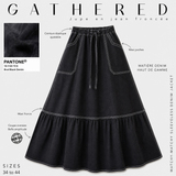 Langer Jeansrock „GATHERED DENIM SKIRT“ – OUMMI BASICS