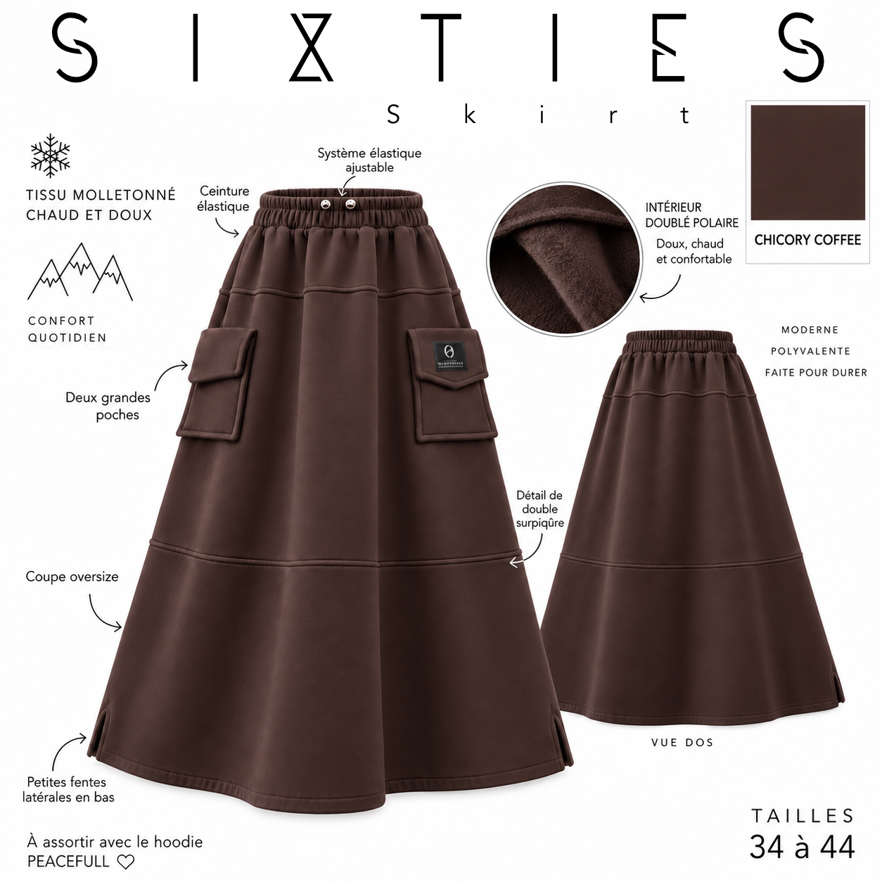 Jupe oversize molletonnée « SIXTIES SKIRT » - OUMMI BASICS