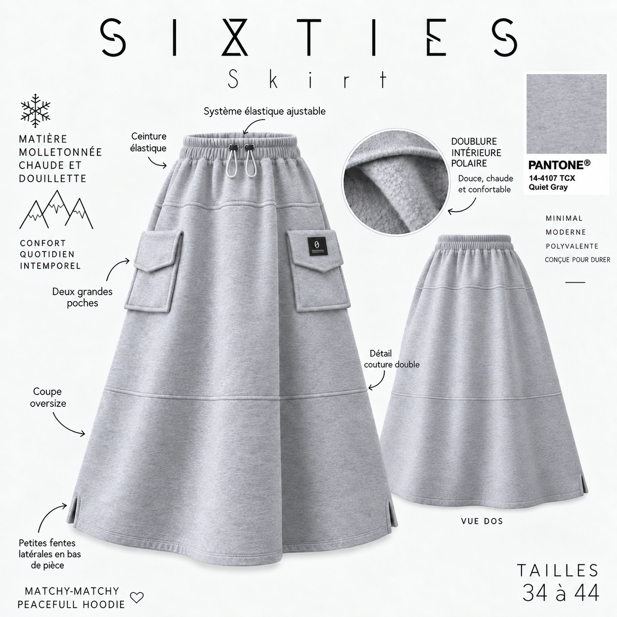 Jupe oversize molletonnée « SIXTIES SKIRT » - OUMMI BASICS