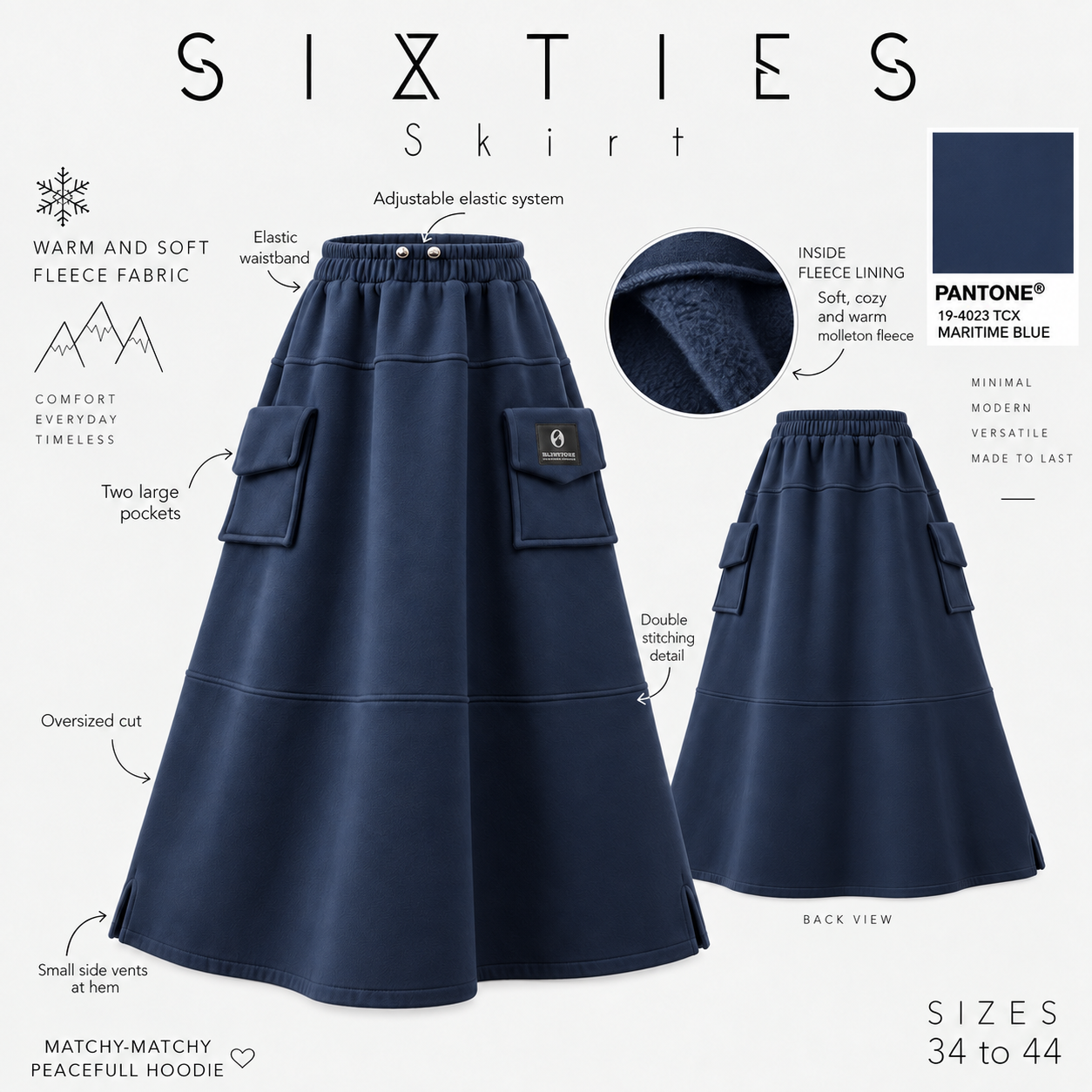 Jupe oversize molletonnée « SIXTIES SKIRT » - OUMMI BASICS