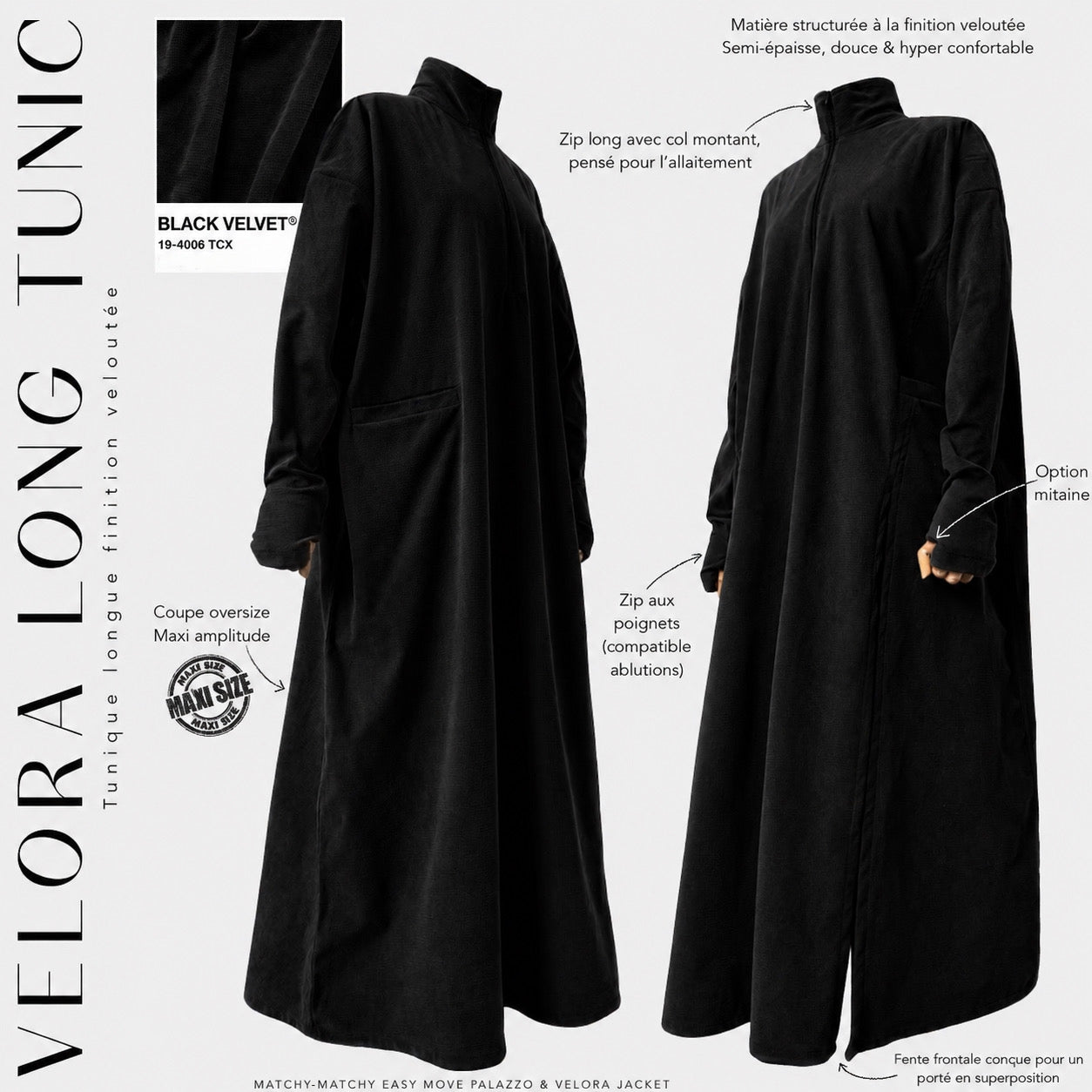 Tunique longue finition veloutée « VELORA LONG TUNIC » - OUMMI BASICS
