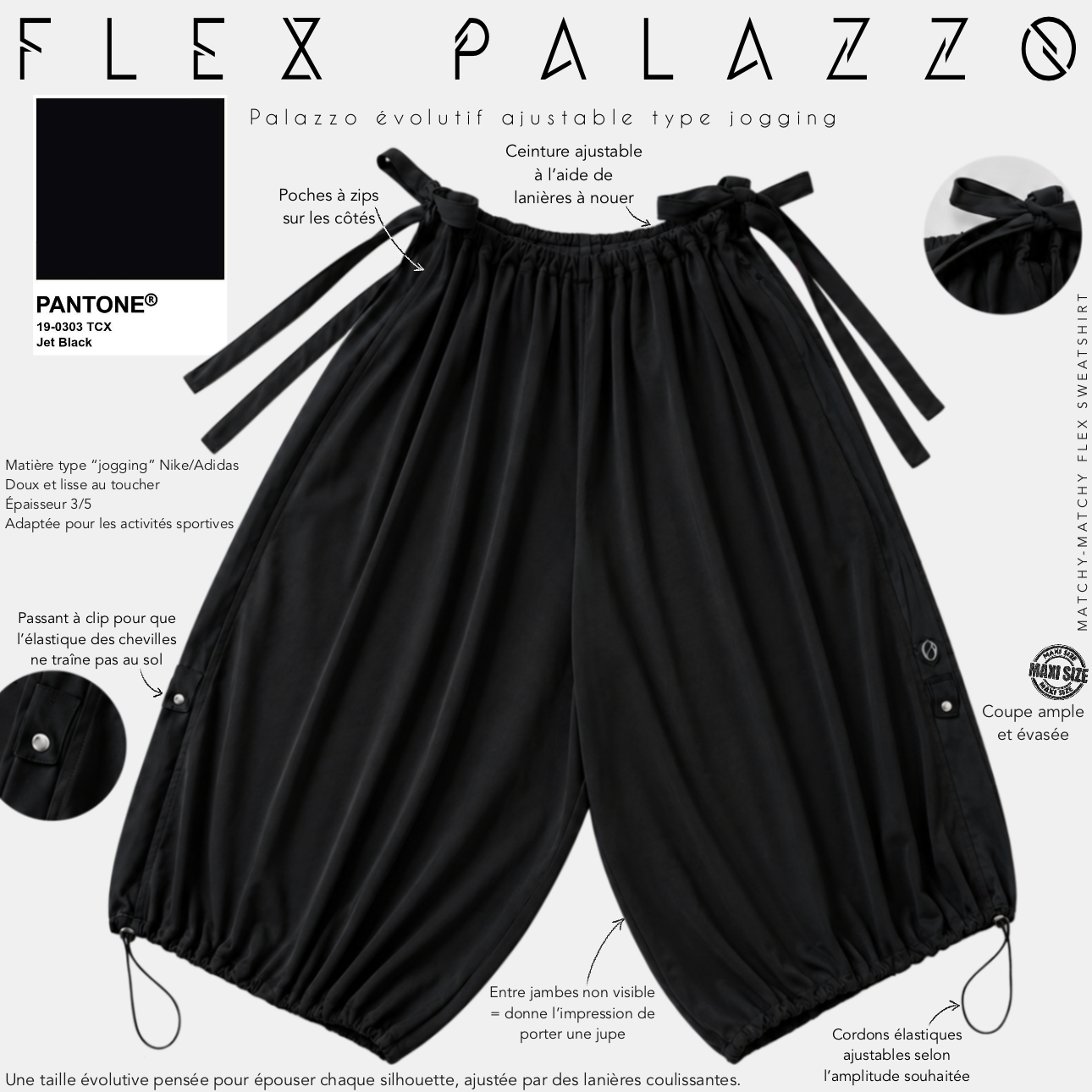 Palazzo évolutif ajustable type jogging « FLEX PALAZZO » - OUMMI BASICS